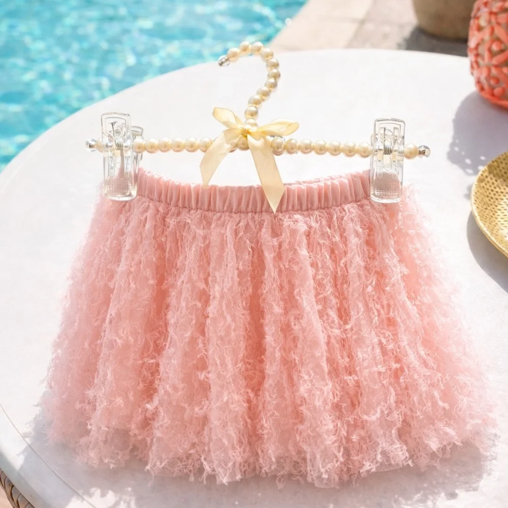Chic little girl kids Pearl Hangers with Yellow Bows
